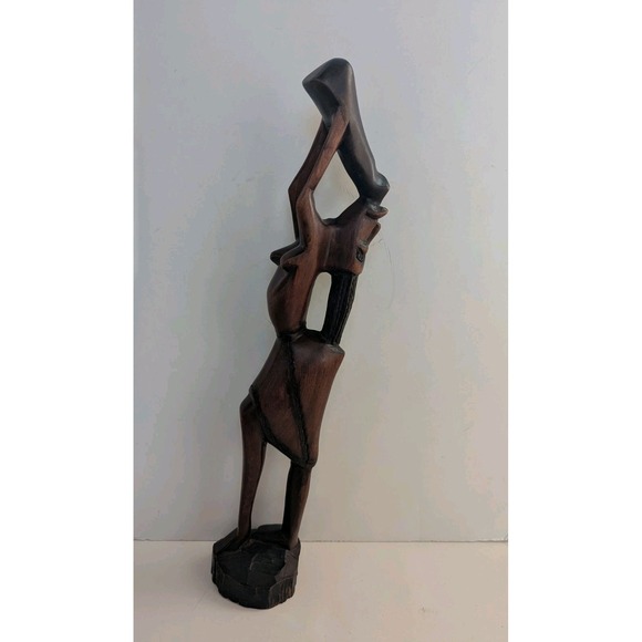 Other - Hand Carved Wooden African Statue Figure Wood Figurine 22"
